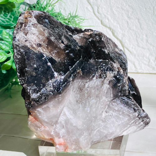 エッチドクォーツモリオン黒水晶原石ラフストーン 蝕像水晶