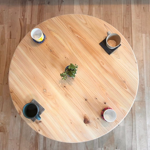 つい触りたくなる国産ヒノキの折畳みちゃぶ台】直径120㎝ 角が