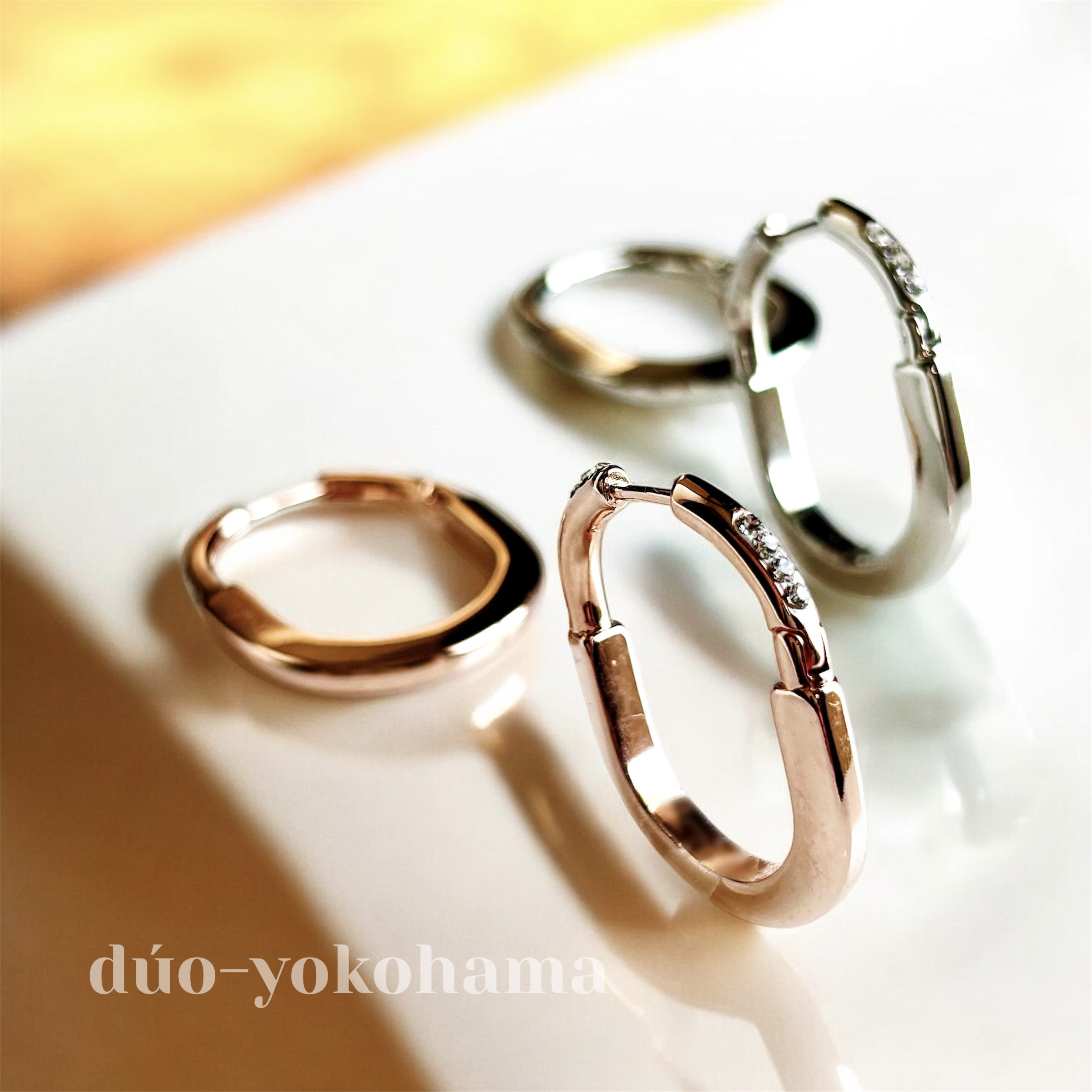 【送料無料】ハンドメイド　オーバルサークルピアス　シルバー　ローズゴールド　フープピアス