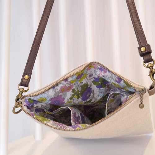 フランス刺繍入りサコッシュ ラベンダー サコッシュ フランス