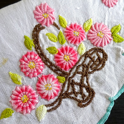 フランス 花の手刺繍 刺繍 創作品 素材 刺繍 ボビン はぎれ 綿レース