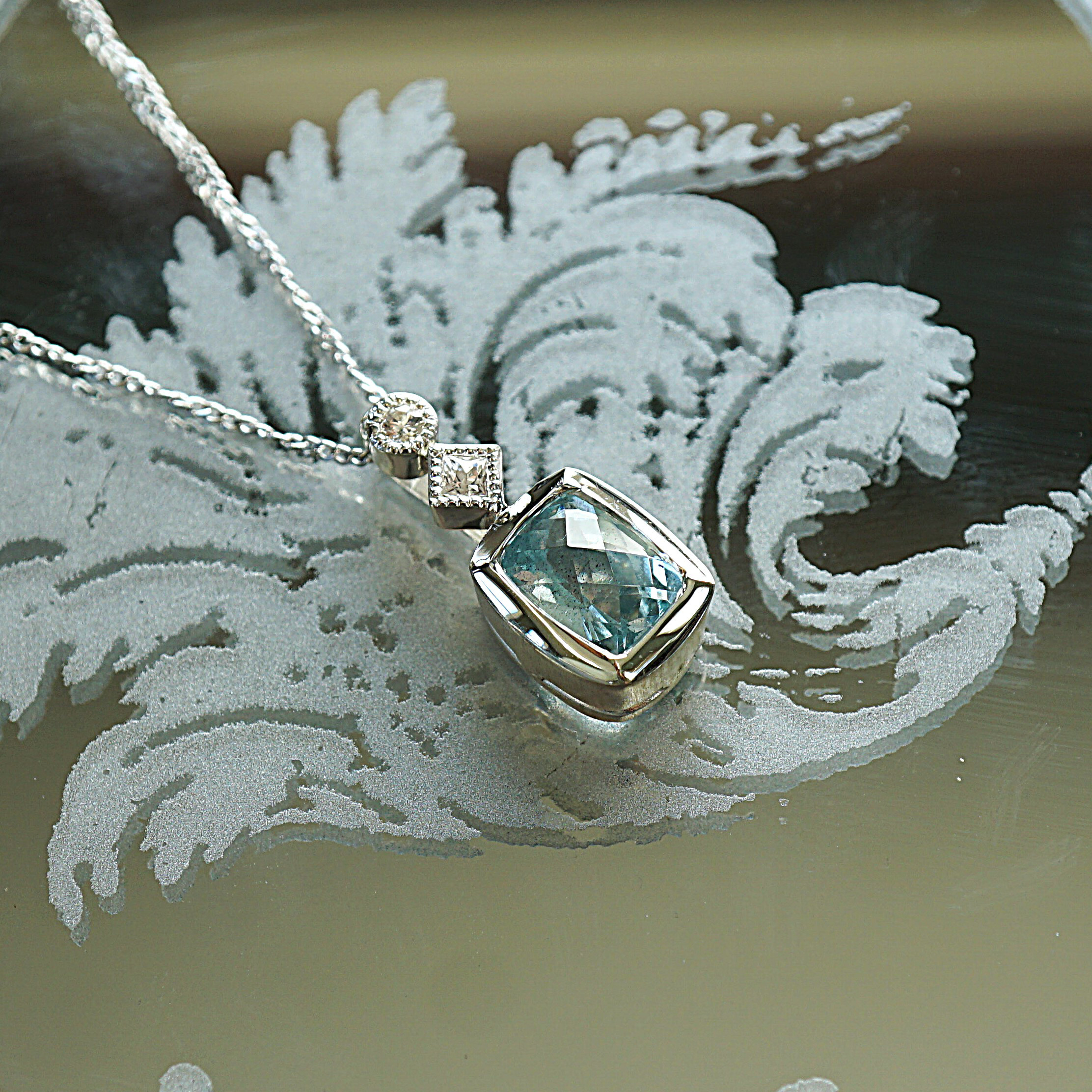 SV　アクアマリン×ホワイトサファイア　ペンダント　＜ヘッドのみ＞