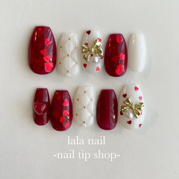 ネイルチップ ハートホロネイル キルティングネイル ネイルチップ