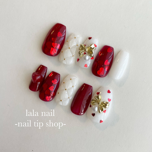 ネイルチップ ハートホロネイル キルティングネイル ネイルチップ