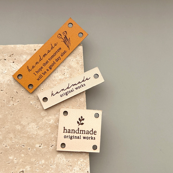 皮のネームタグ＊文字入れ・フォント変更可_フェイクレザーラベル【合皮タグ】 2枚目の画像