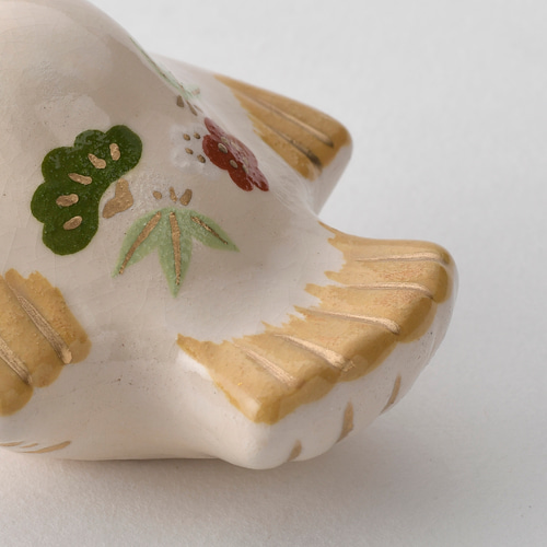 2025年新作 〚福良雀〛置物 楽入窯製 手描き スズメ 新春 お祝い