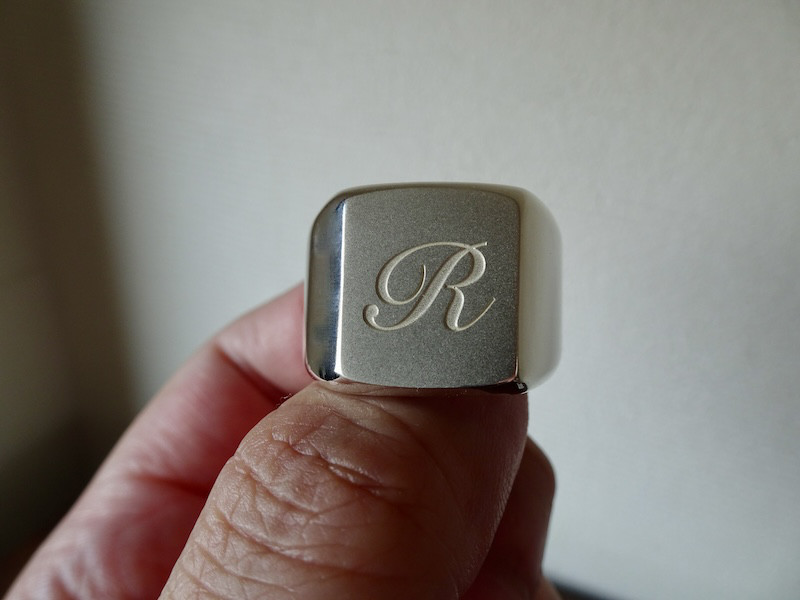仁尾彫金『印台文字彫りリング2』ハンドメイド369