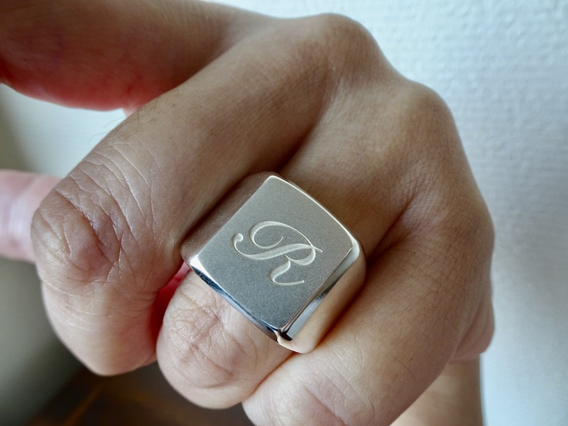 仁尾彫金『印台文字彫りリング2』ハンドメイド369