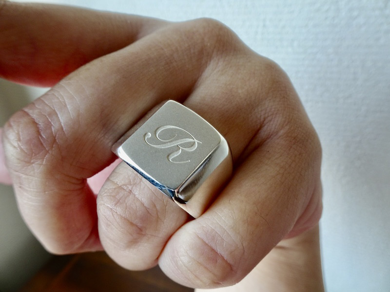 仁尾彫金『印台文字彫りリング2』ハンドメイド369