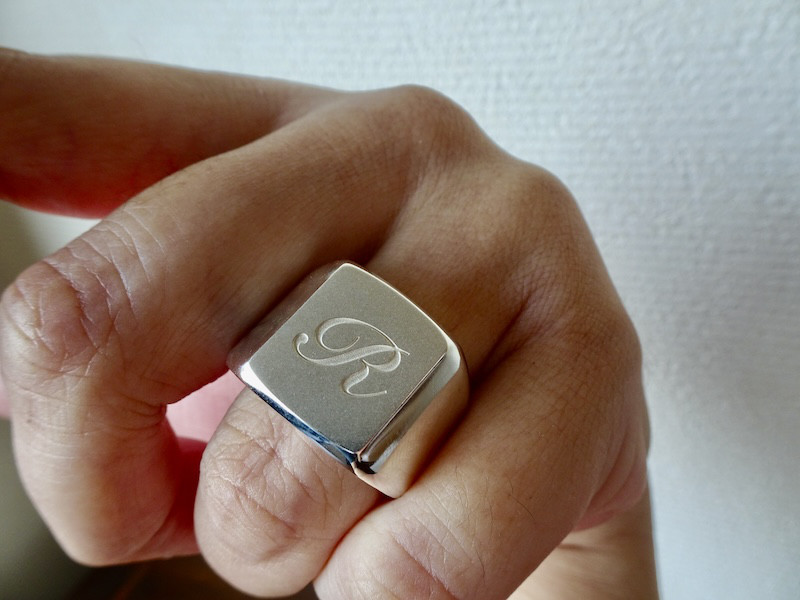 仁尾彫金『印台文字彫りリング2』ハンドメイド369