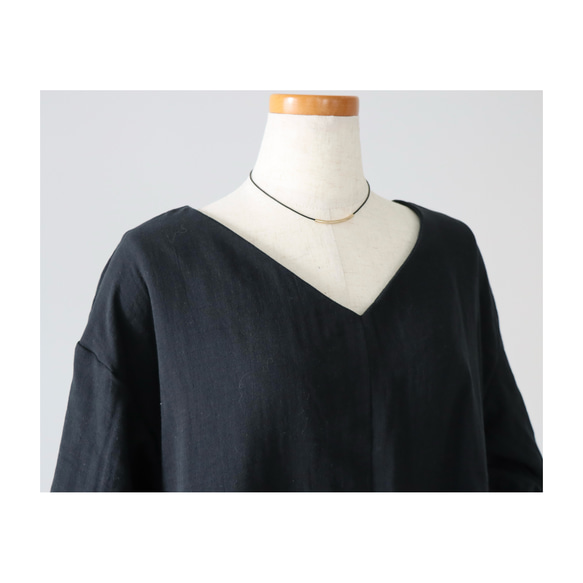 【全２２色】ふわふわ厚みが2倍！厚手ダブルガーゼワンピース／ボリューム袖のバックタックVネックリラクシングワンピース 13枚目の画像