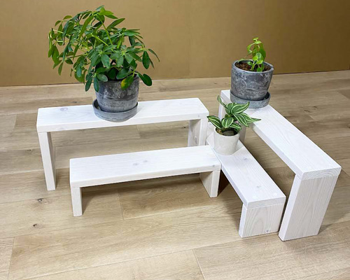フランスアンティーク木製4連プラントスタンド/花台/飾り棚/燭台(86-50) フランスアンティーク木製3連プラントスタンド/花台/飾り棚/燭台