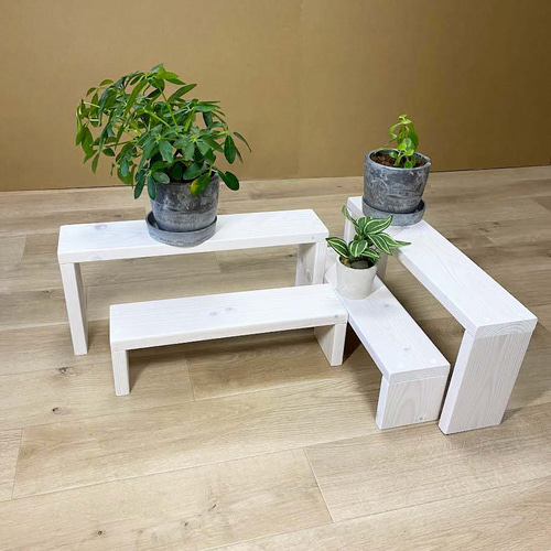 2台 木製4段 プランターラック ホワイト ナチュラル フラワースタンド 2台 木製4段 プランターラック ホワイト ナチュラル フラワースタンド