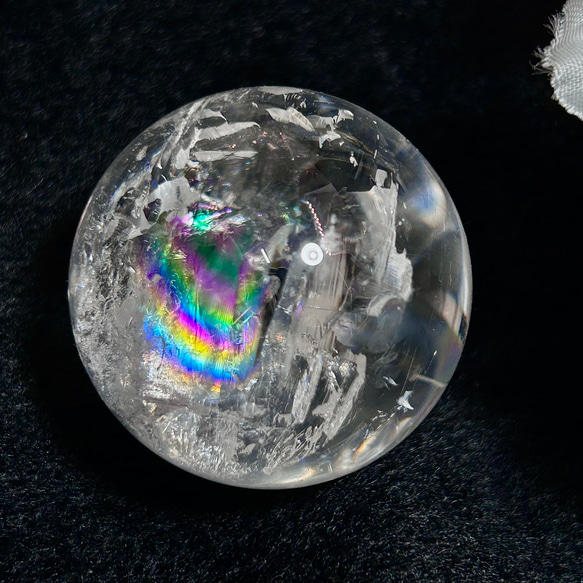 キラキラ 透明感 アイリスクォーツ（水晶）スフィア 約33mm 1個 穴