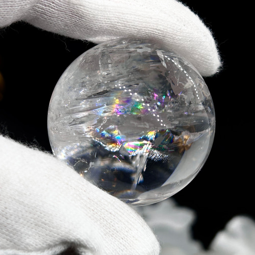 キラキラ 透明感 アイリスクォーツ（水晶）スフィア 約33mm 1