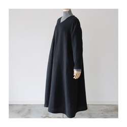 ふわふわ厚みが2倍／ゆったりリラックスワンピース／厚手ダブルガーゼワンピース／オーバーサイズ／ルームウェア／チャコール 14枚目の画像