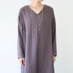 ふわふわ厚みが2倍／ゆったりリラックスワンピース／厚手ダブルガーゼワンピース／オーバーサイズ／ルームウェア／チャコール 12枚目の画像