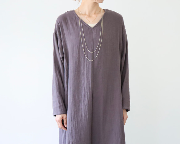 ふわふわ厚みが2倍／ゆったりリラックスワンピース／厚手ダブルガーゼワンピース／オーバーサイズ／ルームウェア／チャコール 12枚目の画像