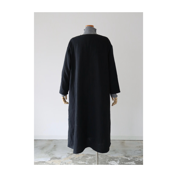 ふわふわ厚みが2倍／ゆったりリラックスワンピース／厚手ダブルガーゼワンピース／オーバーサイズ／ルームウェア／チャコール 16枚目の画像