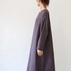 ふわふわ厚みが2倍／ゆったりリラックスワンピース／厚手ダブルガーゼワンピース／オーバーサイズ／ルームウェア／チャコール 5枚目の画像