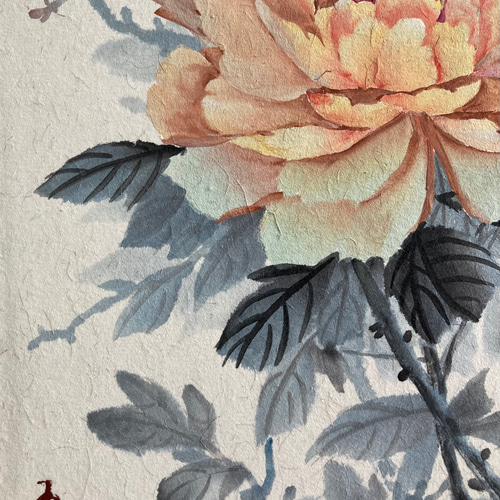 牡丹 水墨画 オレンジ 春 インテリア 絵画 こたつ 通販 18804357
