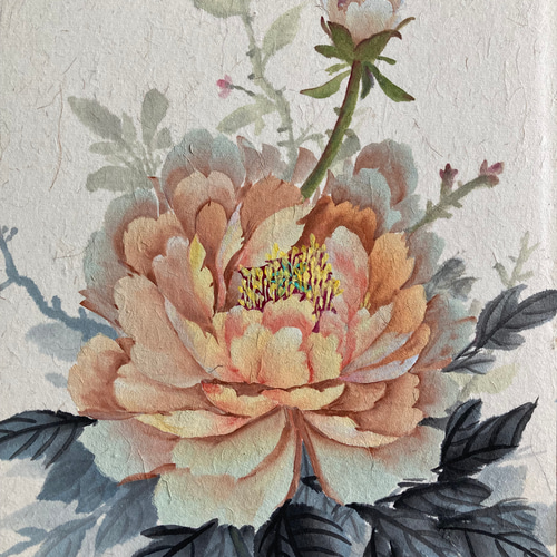 牡丹 水墨画 オレンジ 春 インテリア 絵画 こたつ 通販 18804357