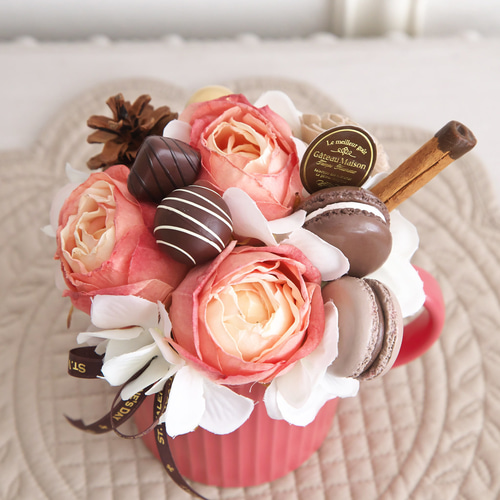 ♡フラワーバレンタイン♡ローズとチョコレートスイーツのアレンジ