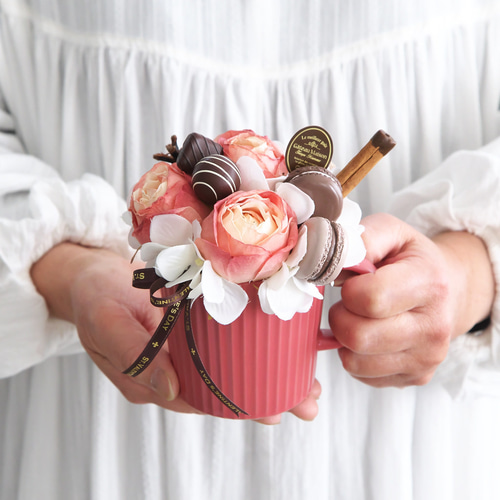 ♡フラワーバレンタイン♡ローズとチョコレートスイーツのアレンジ