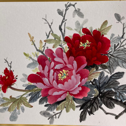 円形の水墨画 赤い花 326e7af0e505ec7016087589a1c6a3