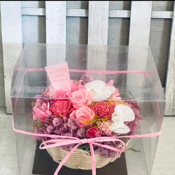 2色から選ぶ胡蝶蘭ローズバスケット　開店祝い　結婚祝い　プリザーブドフラワー　退職祝い　ピンク　オレンジ お誕生日 7枚目の画像
