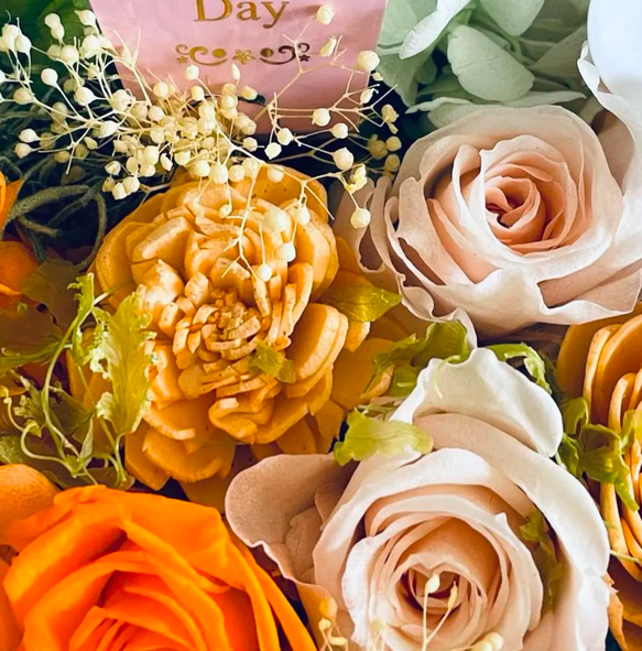 2色から選ぶ胡蝶蘭ローズバスケット　開店祝い　結婚祝い　プリザーブドフラワー　退職祝い　ピンク　オレンジ お誕生日 4枚目の画像