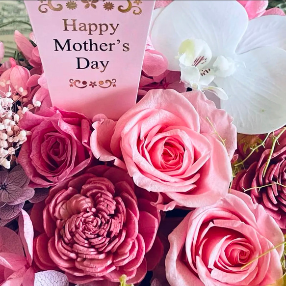 2色から選ぶ胡蝶蘭ローズバスケット　開店祝い　結婚祝い　プリザーブドフラワー　退職祝い　ピンク　オレンジ お誕生日 3枚目の画像