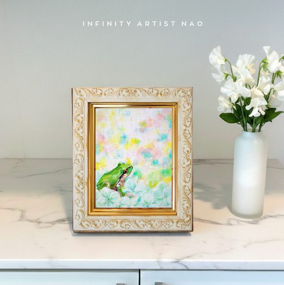 ◉一点物・再販不可】F0 かえるの絵 蛙 小さめ絵画 幸運 運気 運勢