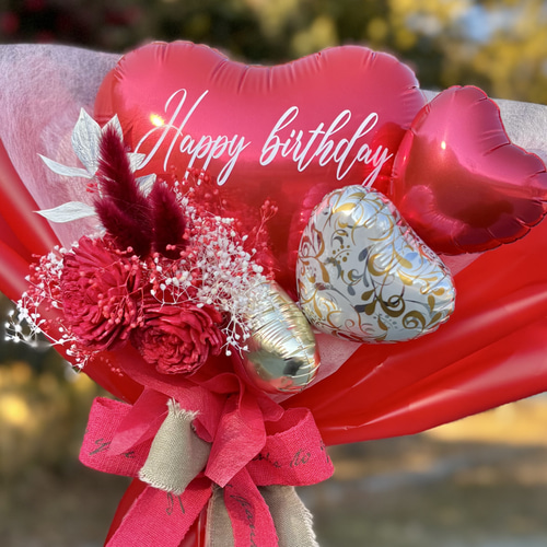 バルーンブーケ レッド 誕生日 発表会 ブライダル 結婚祝い 名入れ