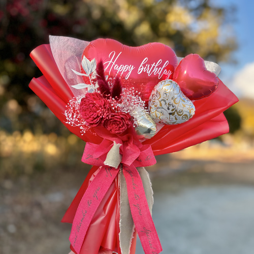 バルーンブーケ レッド 誕生日 発表会 ブライダル 結婚祝い 名