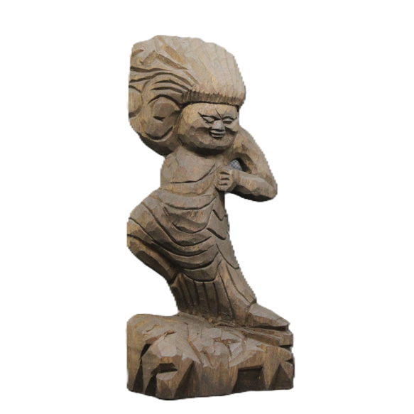 160.アイヌ木彫制作の六体仏像風彫刻 極小品 テーマ作品「希望」（蔵王権現 16cm zg6406）仏像 円空仏 摸刻 木彫