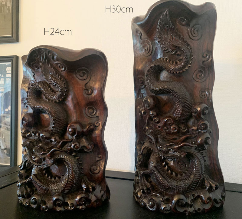 バリ カービング（木彫り） ウッド ドラゴン（龍）H30cm 1807-2
