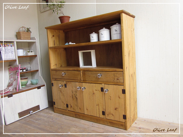 サイズオーダー可！超ワイド引出4杯キャビネット●ナチュラルブラウン●受注製作 サイズ、デザインオーダー可！4扉ローキャビネット○ナチュラル