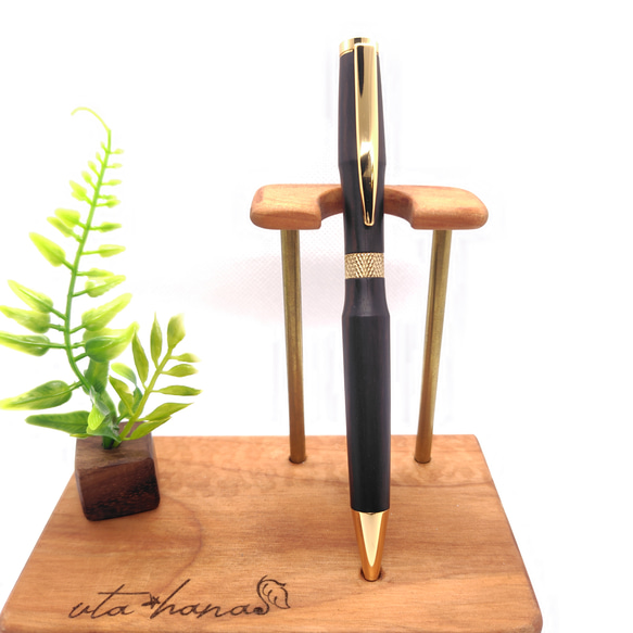 黒檀の回転式ボールペン 1枚目の画像