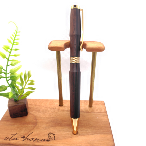 黒檀の回転式ボールペン 3枚目の画像