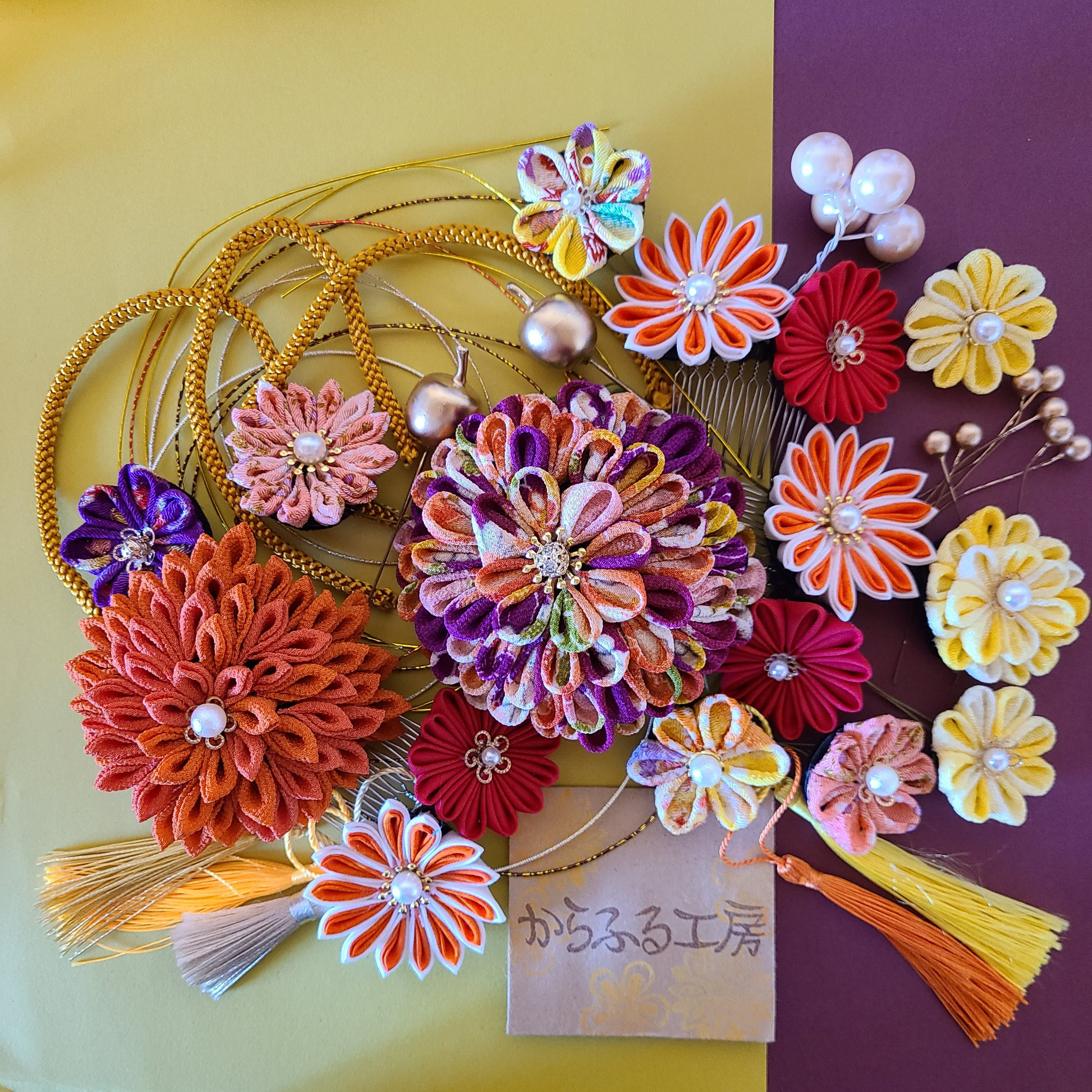 つまみ細工髪飾り☆成人式、七五三、着物髪飾り、卒業式、結婚式