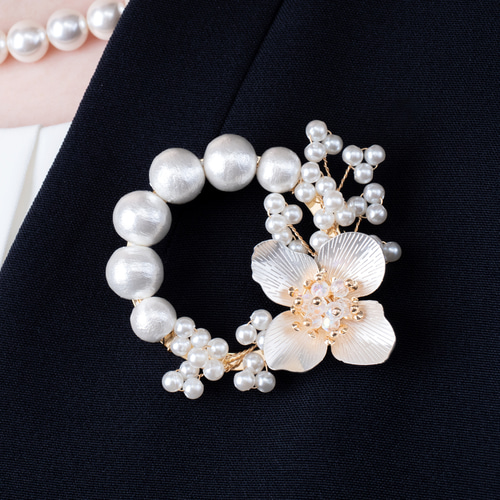 2点セット】貝パールネックレス、プレシャスゴールドフラワーと小枝
