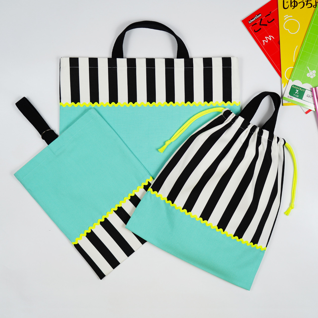 【3点セット】入園入学　レッスンバッグ・体操服袋・上履き入れ　《ストライプ》イエロー