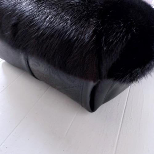 軽量 とっても 軽い 高級 ブラック ミンク リアル ファー 本革 レザー