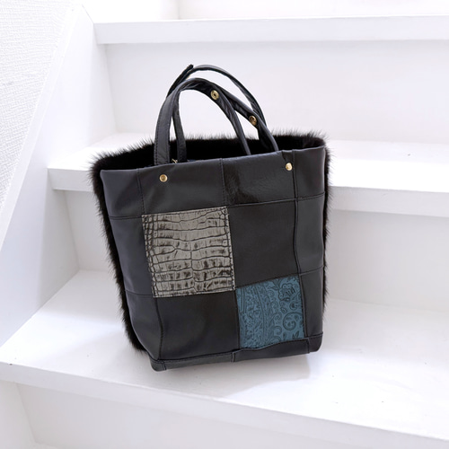 軽量 とっても 軽い 高級 ブラック ミンク リアル ファー 本革 レザー