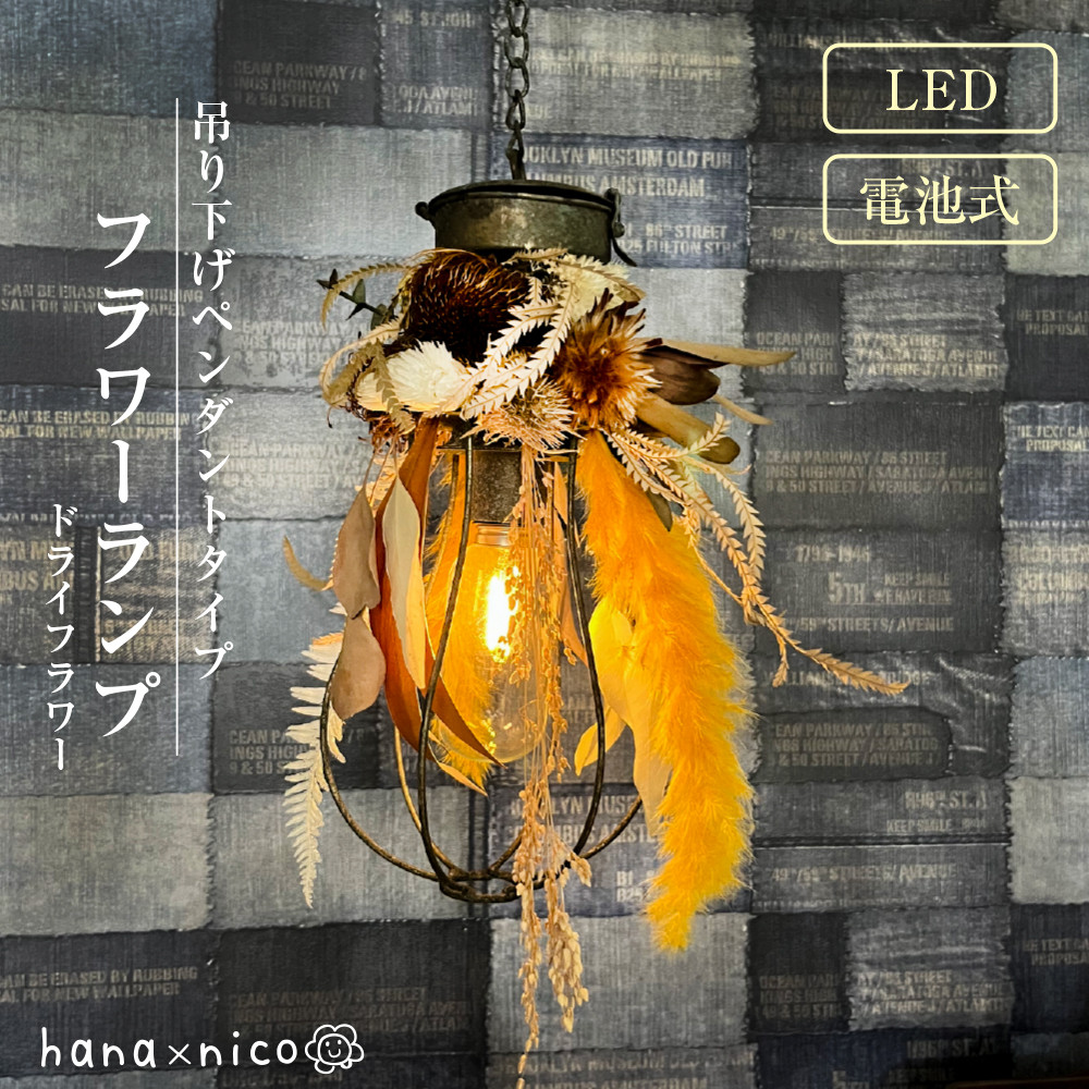 水草ランプと装飾用ドライフラワー ドライグリーン まとめて 照明 アンティーク ドライフラワーのペンダントライト 照明 LED 間接照明 コードレス