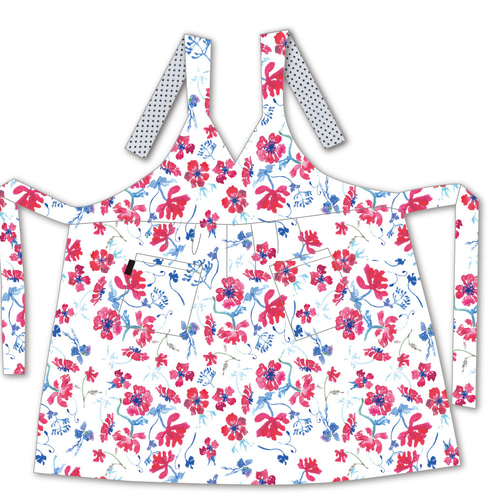 エプロンおしゃれ 花柄 アネモネ 綿100％ オックス 国産 母の日 ギフト