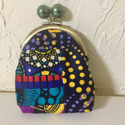 送料無料】アフリカ布大好き‼︎ がま口ポーチ がま口 sakura iro