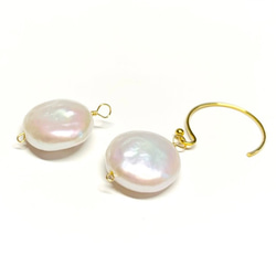 【淡水真珠チャーム】コイン10～13mm　14kgf/シルバー925　2個　ハンドメイド素材 2枚目の画像