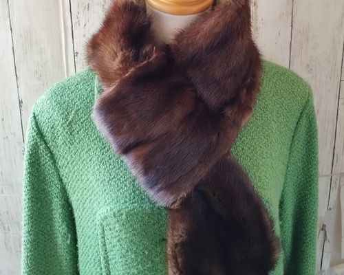 新品未使用タグ付き　GNA ミンク　マフラー　スヌード new antique fur ¶ ☆サンプル品☆ダークミンクミンクファー着物裏地